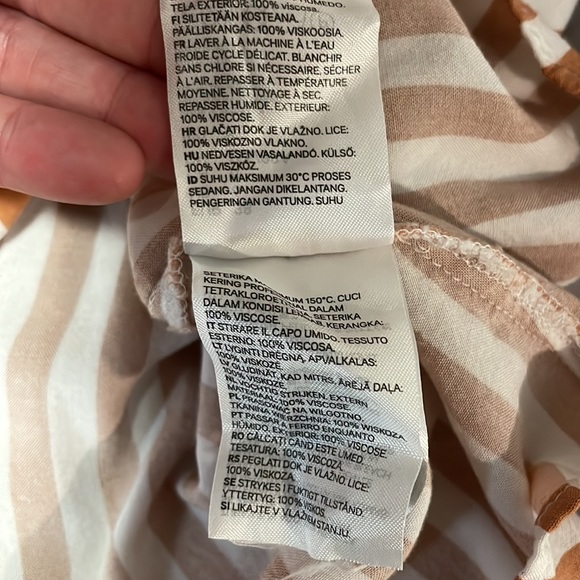 H&M Neutral Vertical Striped Shift Dress 6 Tank Button Front White Mini - Picture 10 of 12